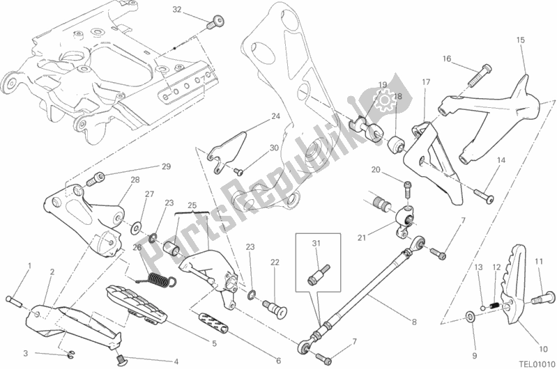 All parts for the Footrests, Left of the Ducati Diavel Xdiavel Thailand 1260 2017